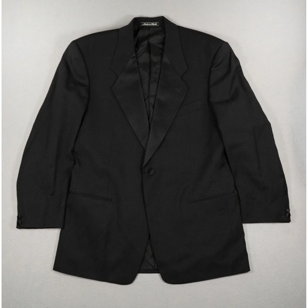 Mani Giorgio Armani Mens 40R Tuxedo Jacket Black Pure Virgin Wool Made in Italy